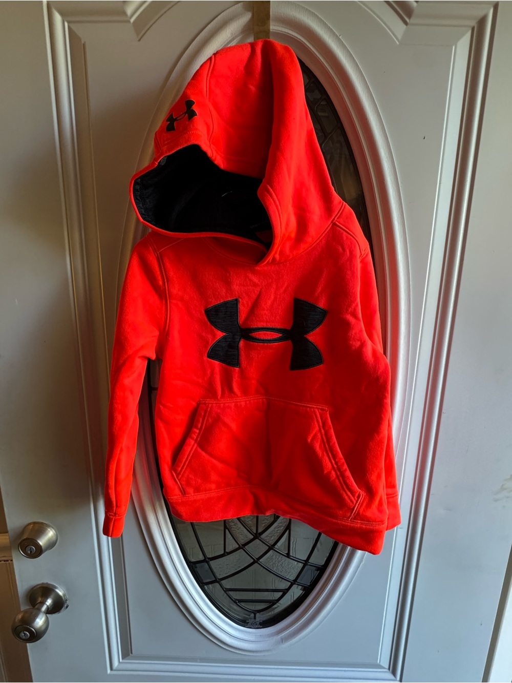 Under Armour Storm Boys YXS Neon Orange Big Logo Fleece Hoodie